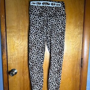 Leopard Print Athletic Womens Leggings L